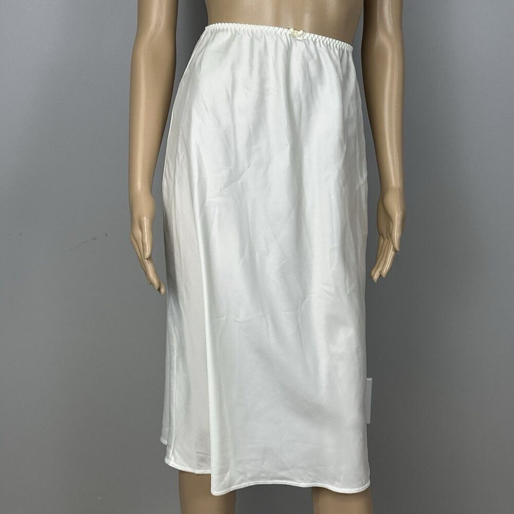 Vintage Vassarette Satin Half Slip Size Small TT Ivory Off White Walking Slit